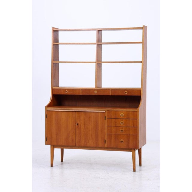 Mid-Century Bookcase with Secretary in Teak, 1960s For Sale - Image 4 of 17