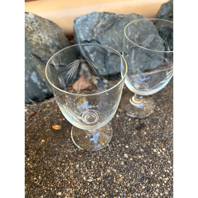 Mid-Century Modern 1960s Set of Six Sasaki Wine/Water Goblets Iconic Etched Wheat Pattern For Sale - Image 3 of 12