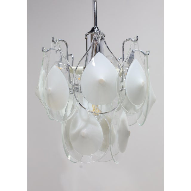 White 1960s Art Glass Chandelier Gino Vistosi for Venini For Sale - Image 8 of 10