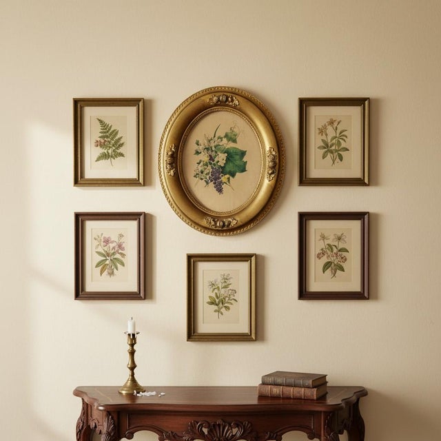 Late 19th Century Antique Victorian Botanical Lithograph-Grapes-Oval-Gilt Gesso Wood Frame-Art For Sale - Image 5 of 11