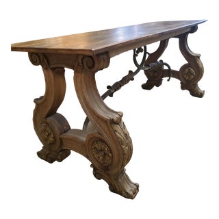 1940s Italian Trestle Style Sofa Table/ Console For Sale