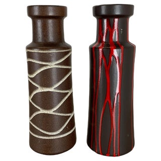 Fat Lava Pottery Vases from Scheurich, Germany, 1970s, Set of 2 For Sale