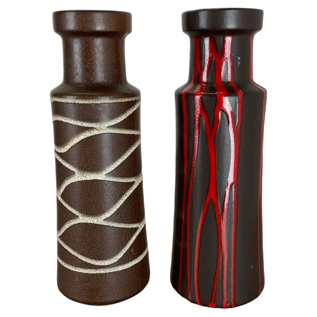 Fat Lava Pottery Vases from Scheurich, Germany, 1970s, Set of 2 For Sale
