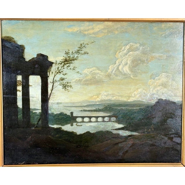 Neoclassical 18th Century British Oil on Panel Italianate Landscape For Sale - Image 3 of 5