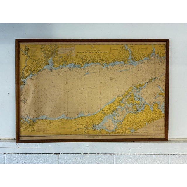 Set of 2 Vintage Framed Long Island Sound Depth Charts For Sale In New York - Image 6 of 8
