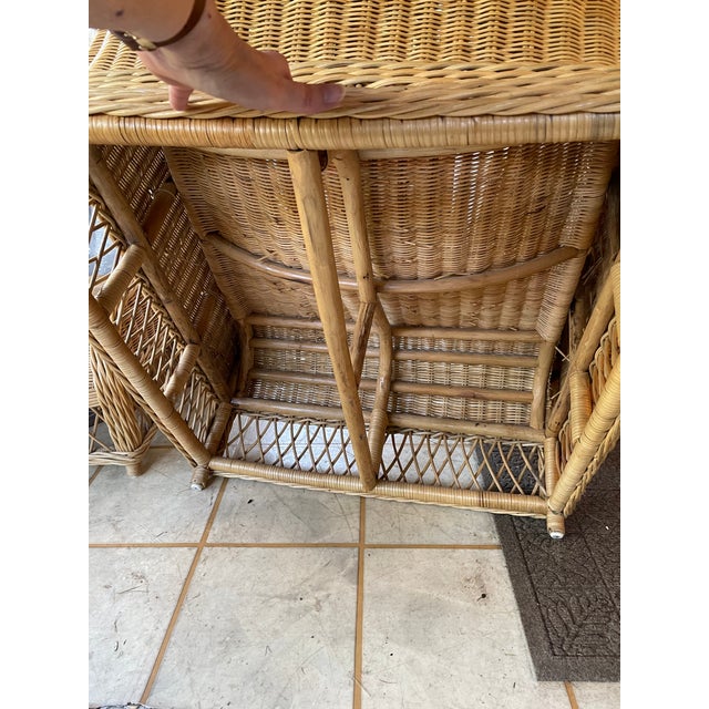 Vintage Smith & Hawken Wicker/Rattan Lounge Chairs With Ottomans For Sale - Image 11 of 14