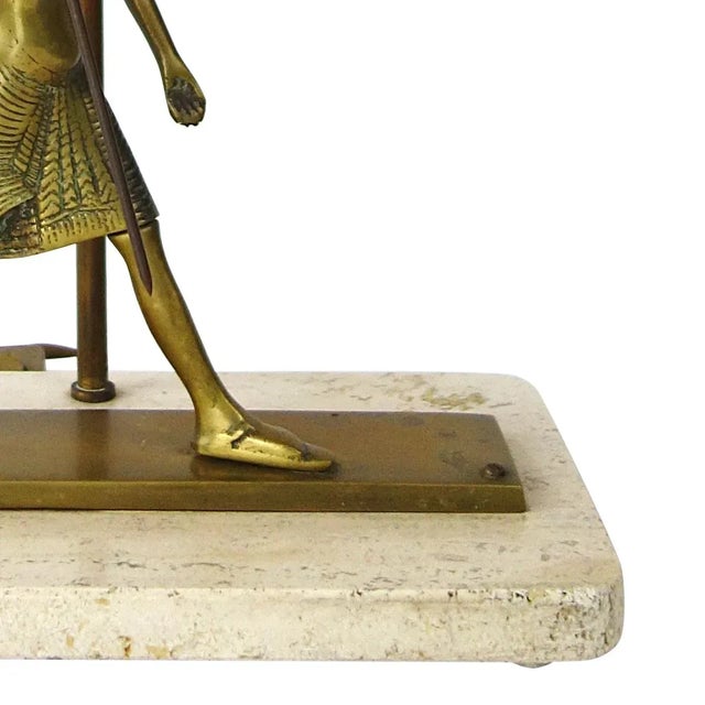 Vintage Neoclassical Marble Foot Table Lamp with Egyptian Warrior For Sale - Image 10 of 17