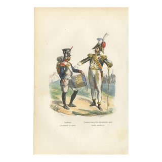 After Horace Vernet, Napoleon I Imperial Guard Grenadier Drum Major and Line Infantry Drummer, 1843, Paper For Sale