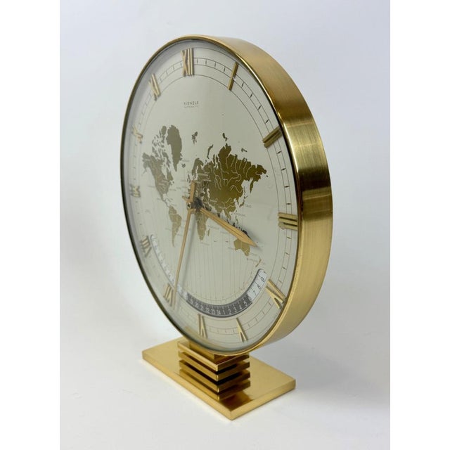 Metal Large World Time Clock by Heinrich Möller for Kienzle, 1960s For Sale - Image 7 of 12