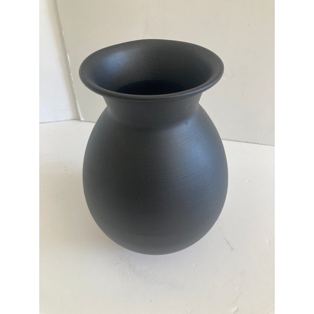 Mid Century Black Matte Glazed Porcelain Vase For Sale In Los Angeles - Image 6 of 7