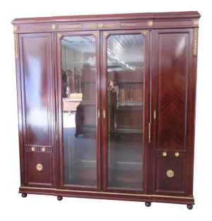 Rare French Louis XVI Rosewood Bronze Mounted China Cabinet Vitrine Armoire