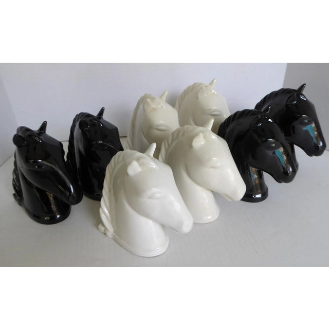 American Deco Pair of Ceramic Black Horse Head Bookends by Abingdon Pottery, 1940s For Sale - Image 11 of 11