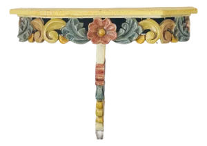 1940s Small Console Table Floral Carving