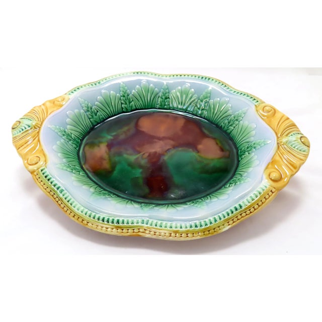 This Really is an Exceptionally Beautiful Antique Majolica Bread Serving Tray - Dish. It was made during the Classic...
