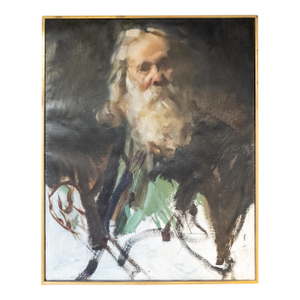 Mid-Century Impressionist Abstract Portrait Painting of an Old Man by Martin Hoy