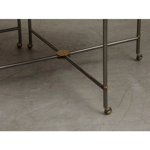 Midcentury Bronze and Red Lacquer 2-Piece Dining Table on Casters For Sale - Image 9 of 12