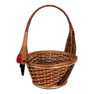 Vintage Wicker Goose Basket For Sale