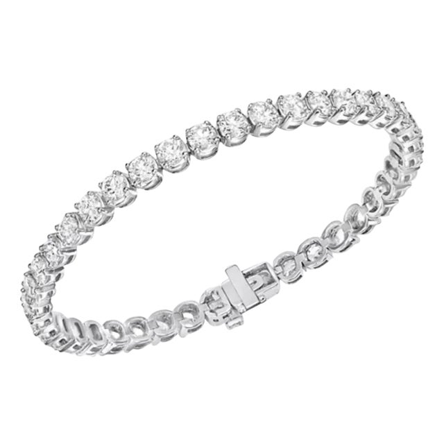 34 Round Diamond 35 Pointer Each Tennis Bracelet in 18 Karat Gold 11.9 Carat 7 " For Sale