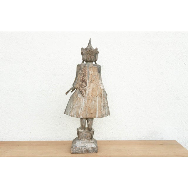 29" Tall Burmese Royal Spirit Carved Figure For Sale - Image 9 of 12