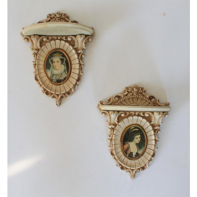 Wood Vintage Victorian Style Cameo Wood Wall Shelves - A Pair For Sale - Image 7 of 11