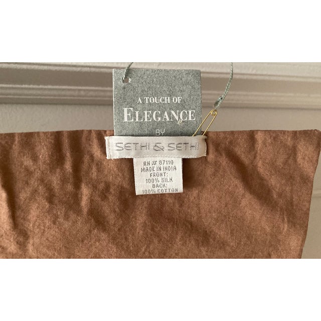 Coffee Asian Metallic Embroidered Silk Throw /Table Runner For Sale - Image 8 of 10