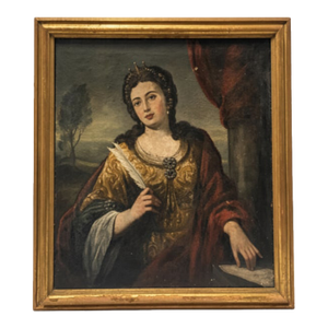 Antique Oil Portrait of a Noblewoman in Giltwood Frame - Unsigned