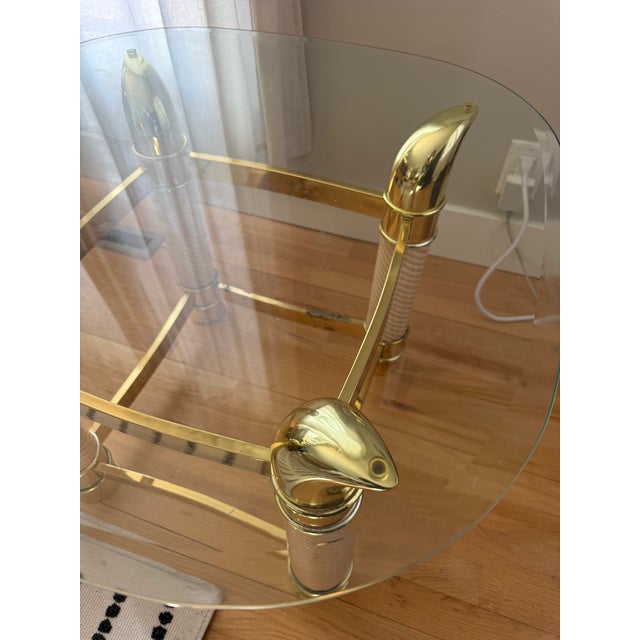 Mid-Century Modern 1970s Italian Faux Tusk and Brass Finish End Tables Tomasso Barbi Style For Sale - Image 3 of 9