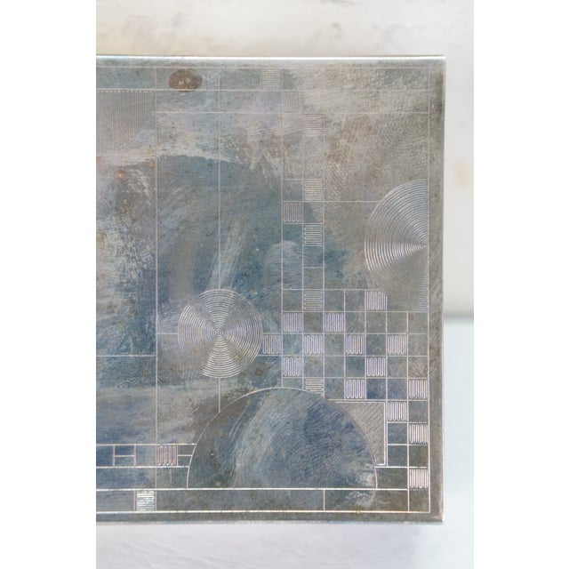 Mid 20th Century Etched Silverplate Art Deco Mahogany Sliding Cigarette Keepsake Box 5" For Sale - Image 13 of 14