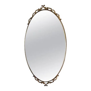 Italian Brass Mirror with the Filigree on Top and Bottom For Sale