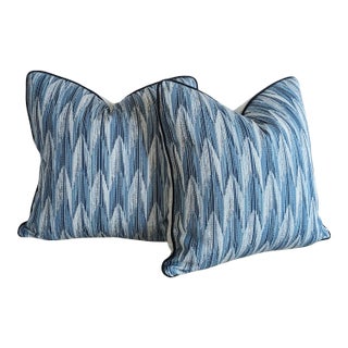 Schumacher Verdant Blue Indoor/Outdoor Pillows - Set of 2 For Sale