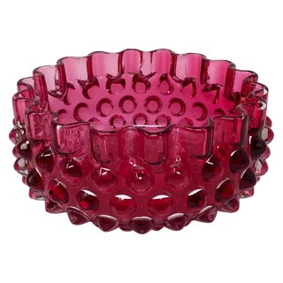 Antique Hobbs Brockunier Cranberry Hobnail Bowl For Sale