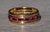 The Naruna: Ladies 14K Yellow Gold Garnet and Ruby Eternity Band For Sale - Image 4 of 7