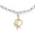 Contemporary 10K Yellow Gold 1/10 Cttw Diamond Awareness Ribbon & Heart Charm on 7" .925 Sterling Silver Rolo Bracelet (H-I Color, I1-I2 Clarity) For Sale - Image 3 of 4