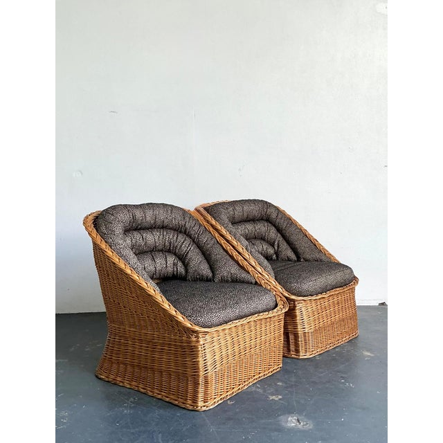 Vintage Woven Rattan Lounge Chairs - A Pair For Sale - Image 17 of 18