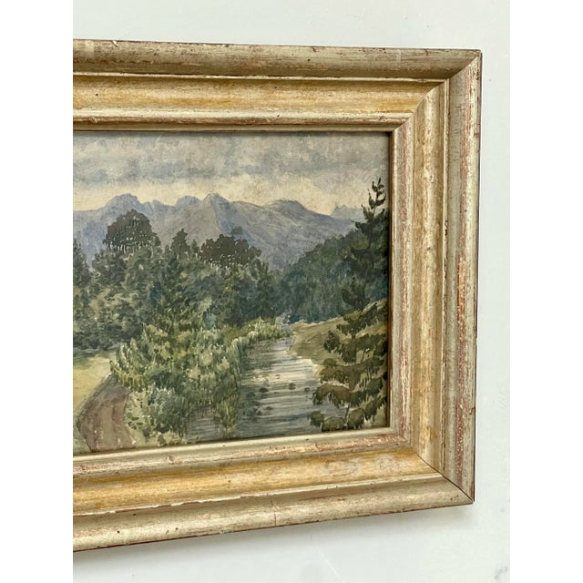 Vintage Original Watercolor Landscape Painting, Custom Framed For Sale - Image 9 of 12