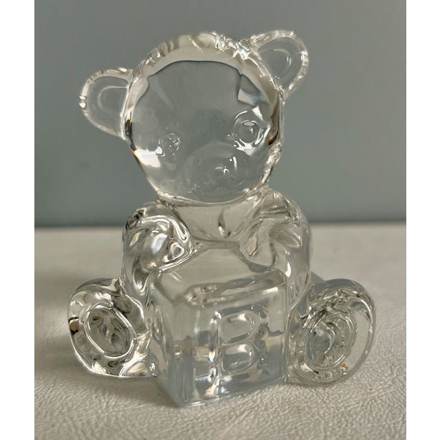 Traditional VTG Waterford Crystal Teddy Bear W Block Figurine Paperweight 3" Made in Ireland For Sale - Image 3 of 12