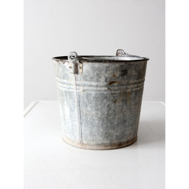 Vintage Galvanized Tin Bucket For Sale - Image 11 of 11