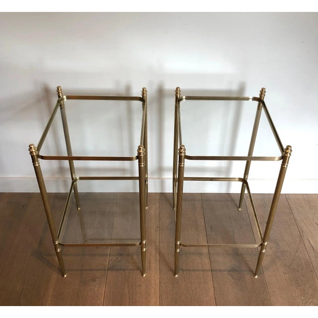 Mid-Century Modern Neoclassical Style Brass Side Tables in the Style of Maison Jansen - A Pair For Sale - Image 3 of 13