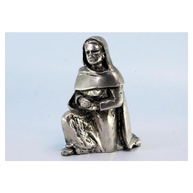 Metal Figure of St. Joseph Kneeling with Silver Cloak For Sale - Image 7 of 8