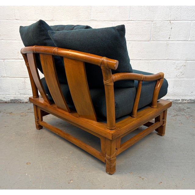 Wood Vintage Bamboo Lounge Chair With Ottoman For Sale - Image 7 of 14