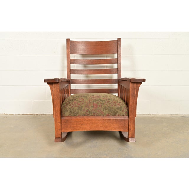 L. & J. G. Stickley Mission Oak Arts & Crafts Rocking Chair For Sale In South Bend - Image 6 of 14