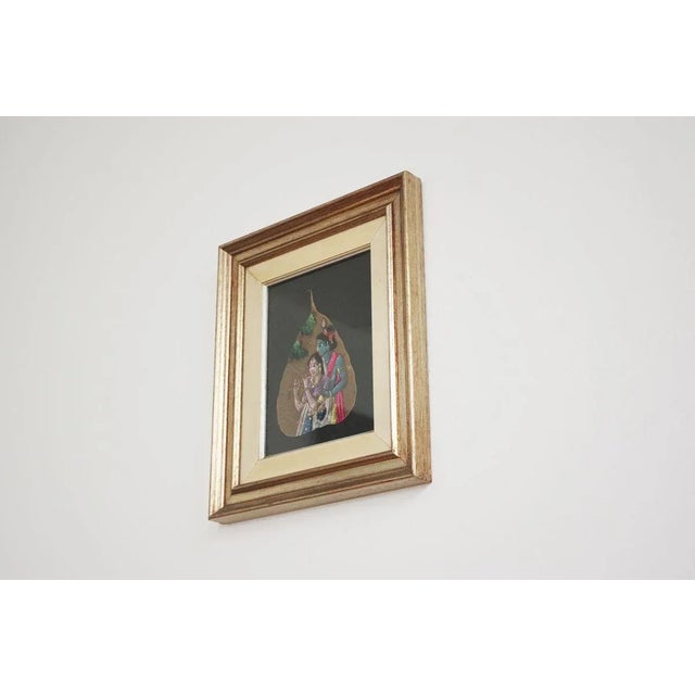 Indian Painted Leaves in Frames, 1970s, Set of 2 For Sale - Image 13 of 15