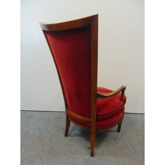 Hollywood Regency Fruitwood Red Velvet Chair For Sale In Philadelphia - Image 6 of 8