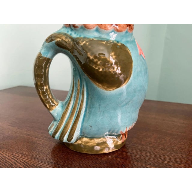 Ceramic Midcentury French Majolica Owl Pitcher For Sale - Image 7 of 16