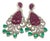 Bochic “Capri” Vintage Emerald, Ruby & Diamond Earrings Set In 18K Gold & Silver For Sale