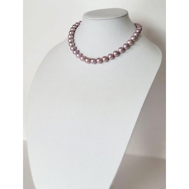 Natural Freshwater Edison Pink Pearl Necklace With 14k Gold Clasp For Sale In Cleveland - Image 6 of 8