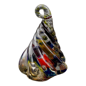 Signed Multicolor Hand Blown Studio Art Glass Swirl Sculpture Paperweight