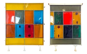 Panels in Thick Colored Saint Gobin Glass Tiles, Set of 2