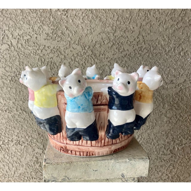 Mid 20th-Century “Circle of Piglets” Earthenware Cachepot For Sale In Austin - Image 6 of 13