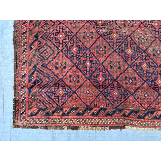 Antique Yomut Turkmen Diamond Lattice Tribal Rug - 4'10" X 3'1" For Sale - Image 4 of 9